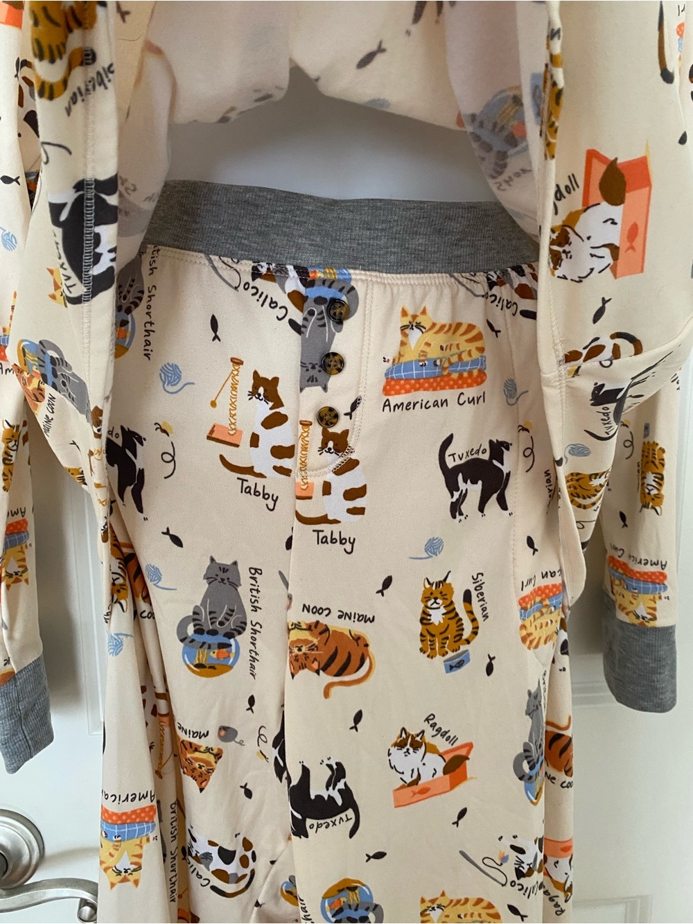 NEW CUDDLDUDS 2 PIECE FLEECE PAJAMA JOGGER SET CAT BREED PRINT NOVELTY CAT LOVER - Picture 5 of 7